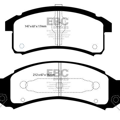 CADILLAC Allante 4.6 1993 EBC Redstuff Ceramic LOW DUST Brake Pads