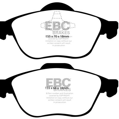 RENAULT Laguna 2 2.0 Turbo (13.5mm studs) 2003-2007 EBC Redstuff Ceramic LOW DUST Brake Pads