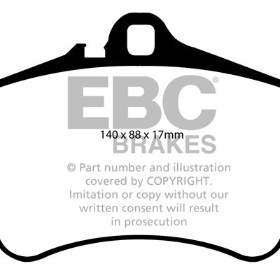 PORSCHE 911 (996) (Cast Iron Disc Only) 3.6 Twin Turbo 4 2000-2001 EBC Redstuff Ceramic LOW DUST Brake Pads