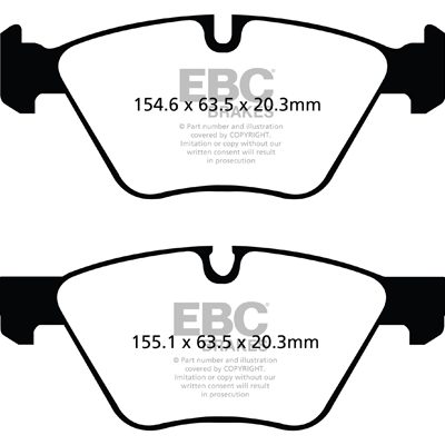 BMW 1 Series (E82) Coupe 125 (3.0) 2008-2010 EBC Redstuff Ceramic LOW DUST Brake Pads