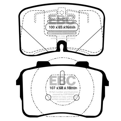 AUDI 200 quattro 2.2 Turbo 20v (UFO Front Discs) 89-90 EBC Redstuff Ceramic LOW DUST Brake Pads